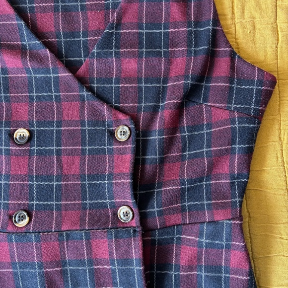 Double-Breasted Plaid Pinafore Dress by New Look - Picture 7 of 7